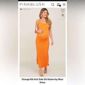 Pink Blush Maternity Neon Orange Rib Knit Slip Dress! 🧡👶🏼